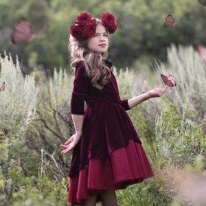 Joyfolie Nina Burgundy Merlot Velvet Tulle dress